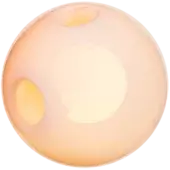 Bocci 28 pendant light, opaque pink glass, spherical form with two recessed warm yellow light sources against a dark green backdrop.